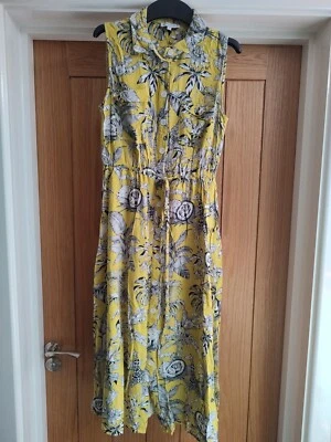 £8 • Buy Warehouse Lime Green Yellow Tropical Jungle Print Midi Shirt Dress Size 10 UK 