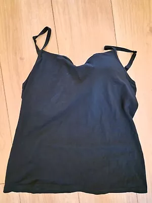 BNWOT Marks & Spencer Black Built In Bra Vest Top Hidden Support - Size 36E  • £14.99