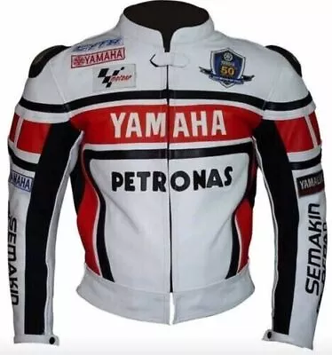 Yamaha Racing Biker Motorcycle Leather Jacket Motorbike Men Leather Jackets USA. • $149.99