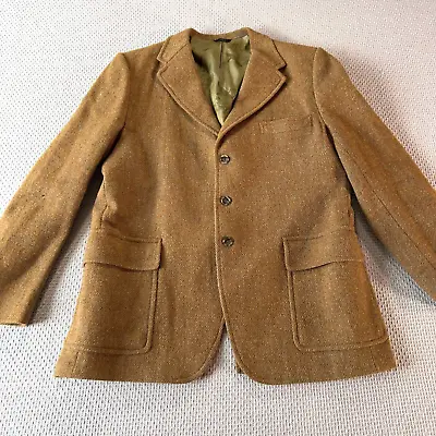 Harris Tweed X Eddie Bauer Blazer Mens 43R Brown Virgin Wool Sport Coat Vintage • $19.99