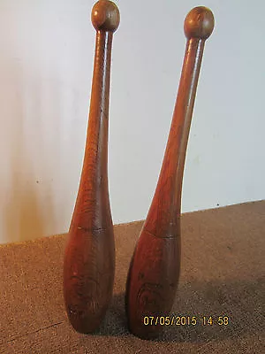 Pr Of Vintage Wooden Exercise  Indian Clubs   • $180