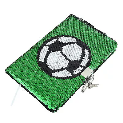 Sequin Journal With Lock Keys Practical Gift School For Kids Football Pattern • $23.31
