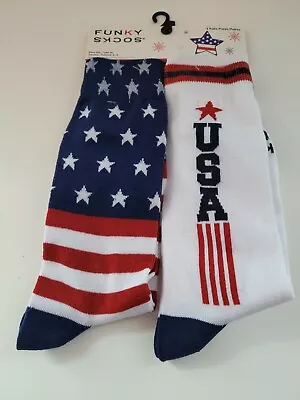 NEW! Men's 2 Pair Funky Socks Novelty USA Design . Size 6-12 • $7.99