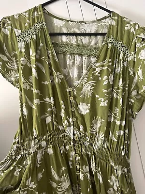 Jasse Maxi Dress Size 16 Green Floral (Carmen Style- Salty Crush) • $34.72