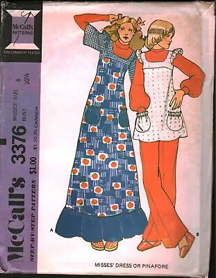 3376 Vintage McCalls SEWING Pattern Misses 1970s Dress Pinafore Casual OOP UNCUT • $9.99