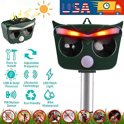 Solar Ultrasonic Animal Repellent Outdoor Repeller Waterproof With Motion Sensor • $24.95