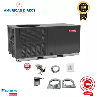 4 Ton 14.3 SEER2 Goodman AC Heat Pump Package Unit System + 15kW Install Kit • $4198