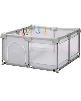 Large Baby Playpen Sturdy Safety Playard Activity Center With 3 Baby Rings  • £45