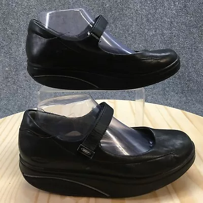 MBT Shoes Womens 7 Sirima Mary Jane Black Leather Round Toe Hook & Loop Wedge • $28.99