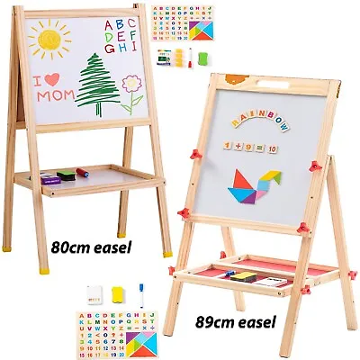 £24.99 • Buy Kids 2 In 1 Wooden Easel Double Sided Board Chalk Drawing Children Learning Play