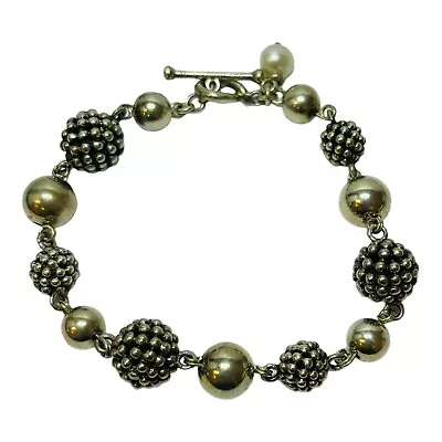 Michael Dawkins Sterling 925 Silver Starry Night Pearl Bead Toggle Bracelet 8 In • $79.20