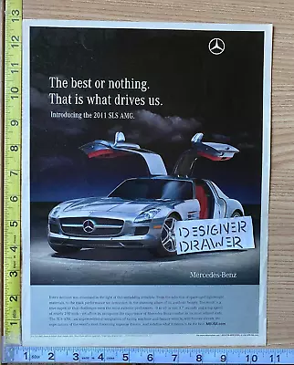 Mercedes SLS AMG 2011 1PG. Print Ad Advertisement Gull Wing Door Silver • $13.95