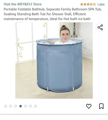 $10 • Buy Wey&Fly Blue Soaking/ice Bath Standing Portable Foldable Tub Size 75 X 68 Cm 