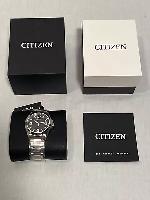 Citizen Eco-Drive Black Dial Stainless Steel Men's Watch AW1430-86E • $125
