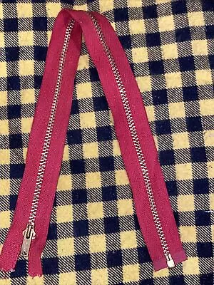 Vintage NOS 15” Talon Separating Heavy Brass Zipper Burgundy Cotton HBT Open End • $4.50