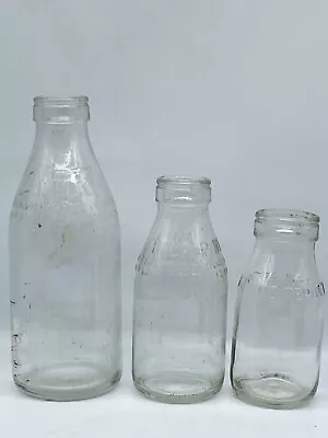 3 X Milk Bottles Recovery Ltd Vintage One Pint And Third Pint Bottle Clear Glass • $19.99