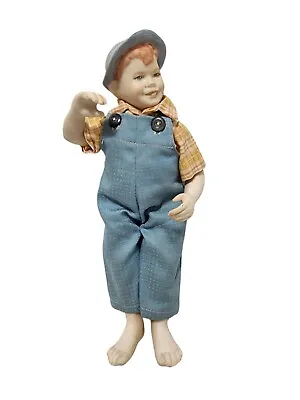 Maggie Head Vintage Jake Boy Doll Jointed Porcelain  Blue Overalls Original 11.5 • $44.95