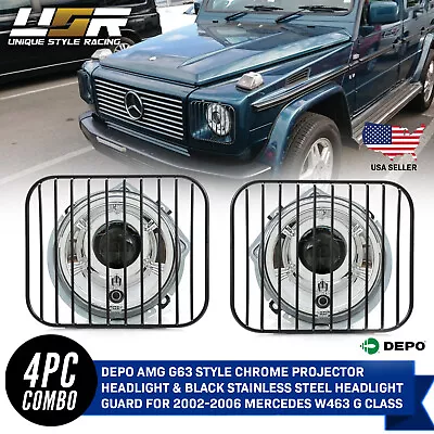 AMG G63 Style Projector Headlight + Stone Guard For 02-06 Mercedes W463 G Wagon • $343.94