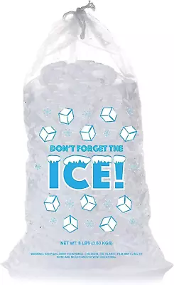 Plastic Ice Bags 8 Lb With Draw String Clear - Pack Of 50 • $23.30