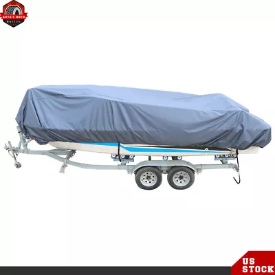 Brand New Gray Heavy 600D Marine Grade Polyester Canvas Waterproof Boat Cover • $54.71