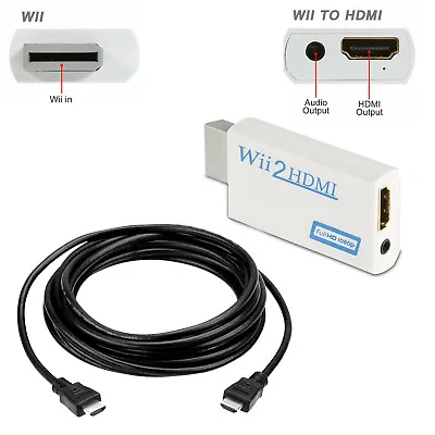 £3.99 • Buy Wii Input To HDMI 1080P HD Audio Output Converter Adapter Cable 3.5mm Jack White