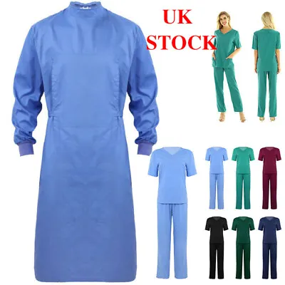 £15.19 • Buy 2Pcs Mens Womens Medical Nurse Uniform Set Doctor Scrubs Top Long Pants Uniform