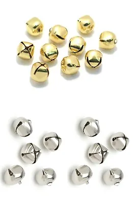 10 X 12mm Small Jingle Bells Gold Or Silver Decoration Charm Dancing Metal • £2.99