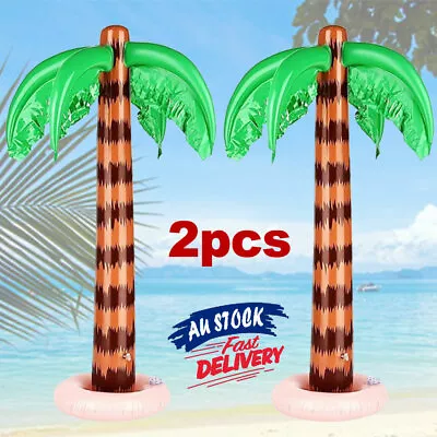 2Pcs Hawaiian Party Supplies Beach 90cm Inflatable Palm Tree Blow Up Pool Decor • $18.99