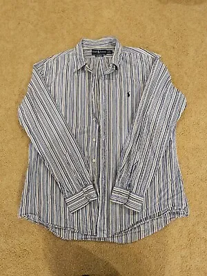$20 • Buy Men's XL Ralph Lauren Shirt, Blue Stripe, Long Sleeved