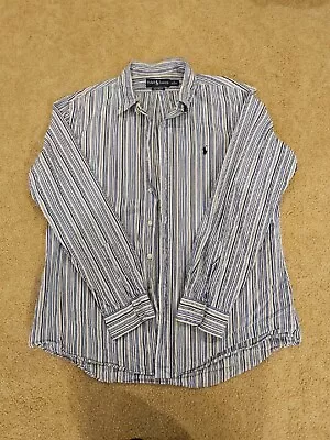 $20 • Buy Men's XL Ralph Lauren Shirt, Blue Stripe, Long Sleeved