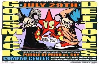 $35 • Buy Godsmack & Deftones 2001 Houston, Texas Jermaine Signed Concert Poster # 21/200