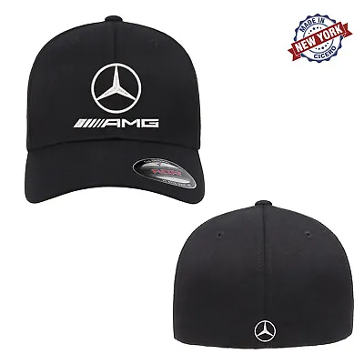 Mercedes-Benz AMG Logo Embroidered Flexfit Fitted Ball Cap Front & Back Stitch • $24.99