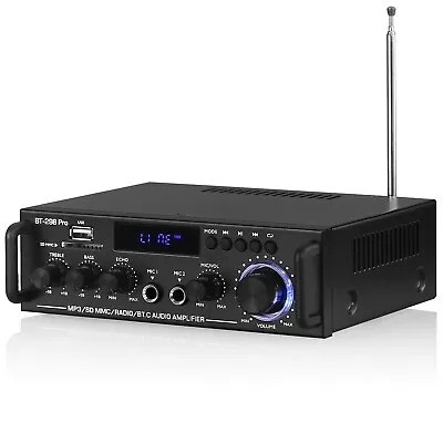 MIC Blutooth Digital Amplifier Stereo Audio Karaoke Amp USB/SD/FM Music Player • £32.99