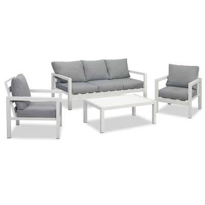 $1169.99 • Buy New White Outdoor Aluminium Sofa Lounge Setting Furniture Set Arms Chairs Table