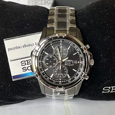 Seiko Men's Two Tone Stainless Steel Solar Chronograph Watch - SSC143 MSRP: $425 • $53