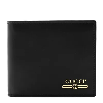 NWT Gucci Men Calfskin Bi-Fold Logo Wallet Black • $50