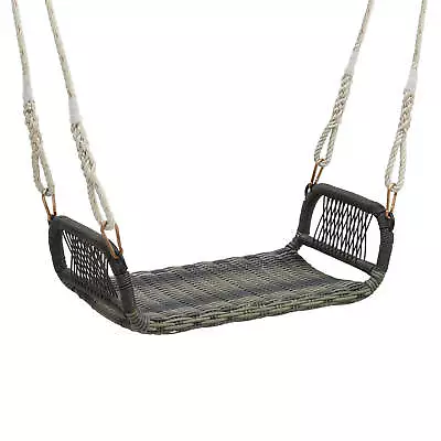 Outdoor 1-Person Rattan Porch Swing Chair Bench W/ Hanging Hemp Ropes For Porch • $59.99