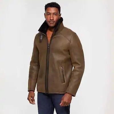 Men's Aviator Brown B3 Real Shearling Sheepskin Leather Bomber Flying Fur Jacket • $192.50