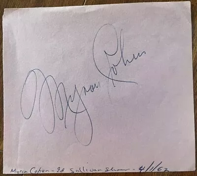 VINTAGE COMEDIAN MYRON COHEN Autographed Album Page • $5