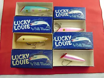 Vintage  LUCKY LOUIE Salmon Plug Bill Minser Blue Back Herring & 3 Pearl Pink • $9.99