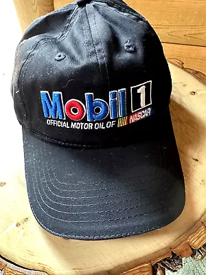 Mobil 1 Official Motor Oil NASCAR Hat Strapback Black Baseball Cap Adjustable • $14.99