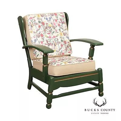 Mid Century Folk Art Green Painted Armchair • $695