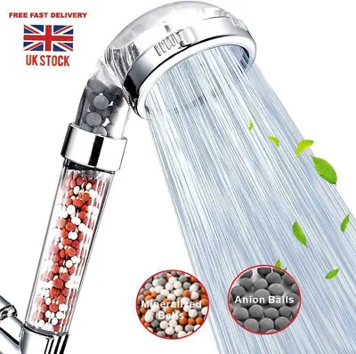 Baiko Ionic Shower Head High Pressure 40% Water Saving Mineral Stone Ball Filter • £8.99