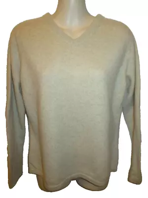 Croft & Barrow 100% Cashmere Beige V-neck Sweater M May Fit Petite PM • $13.95