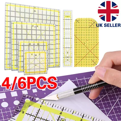 4/6pcs Acrylic Quilting Ruler Transparent Square Quilter Ruler Fabric Cutting A • £12.88