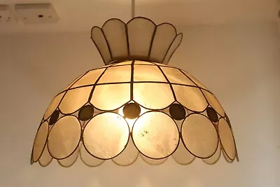 Vintage Capiz Shell Pendant Ceiling Light Shade With Crown Stunning Boho • £34.95