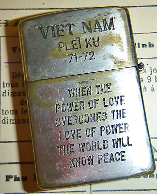 PLeiku - ZIPPO LIGHTER - 1971 - 1972 TOUR - Power Of Love - Vietnam War - R.05 • $508.33