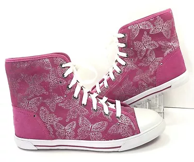 NEW UGG Girls Pink Johney Butterfly Print Hi-Top Shoes Size Youth 6 • $33