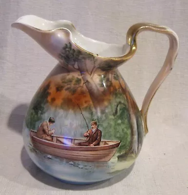 Royal Bayreuth 8  Pitcher With Men Fishing • $76.49