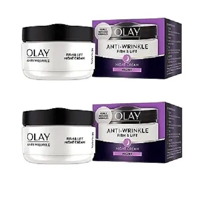 Olay Anti-Wrinkle Firm Lift Anti-Ageing Moisturiser Night Cream 50 Ml Pack Of 2 • £19.99